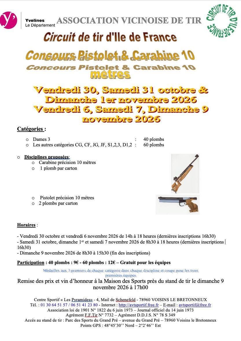 Concours 10 m Circuit Île-de-France – Association Vicinoise de Tir