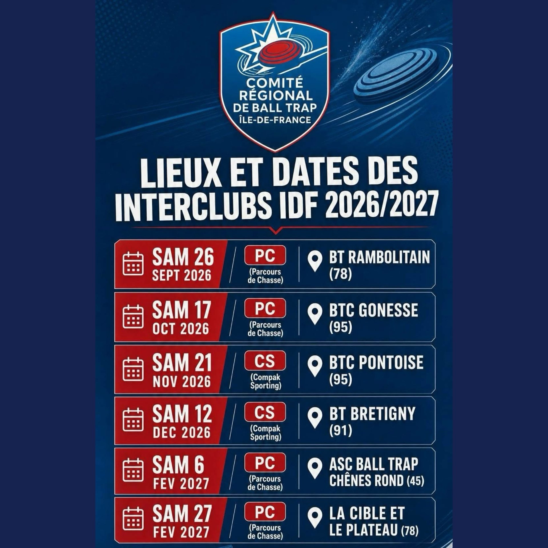 Interclubs Île-de-France de ball-trap – BTC Pontoise