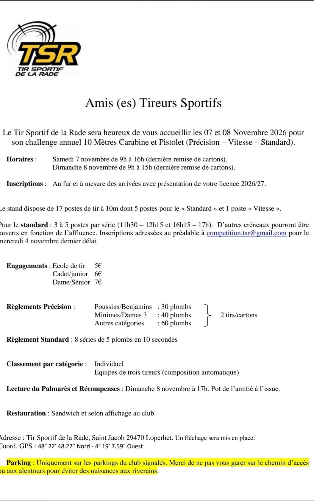 Challenge annuel 10 m du Tir Sportif de la Rade