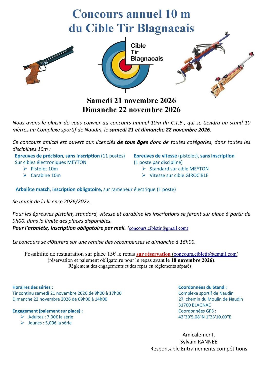 Concours annuel 10 m du Cible Tir Blagnacais