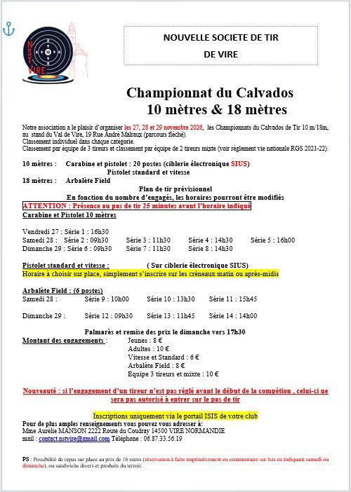 Championnat du Calvados 10 m et 18 m